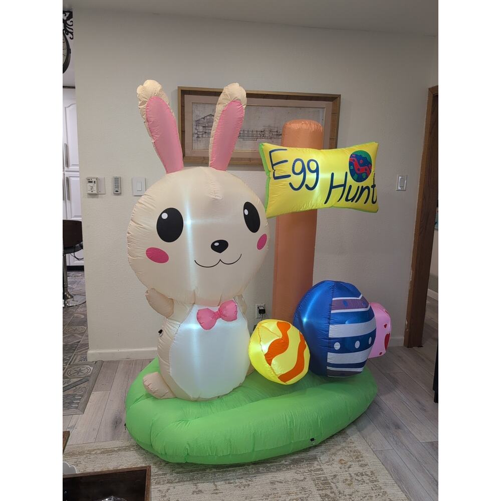 Easter inflatable bunny decoration Egg Hunt With LED Lights 6ft X 6 Ft